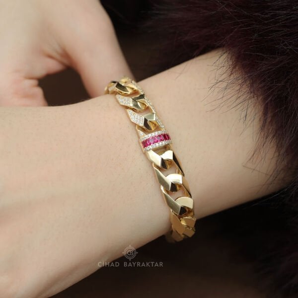 Ema Pembe Taşlı Bileklik