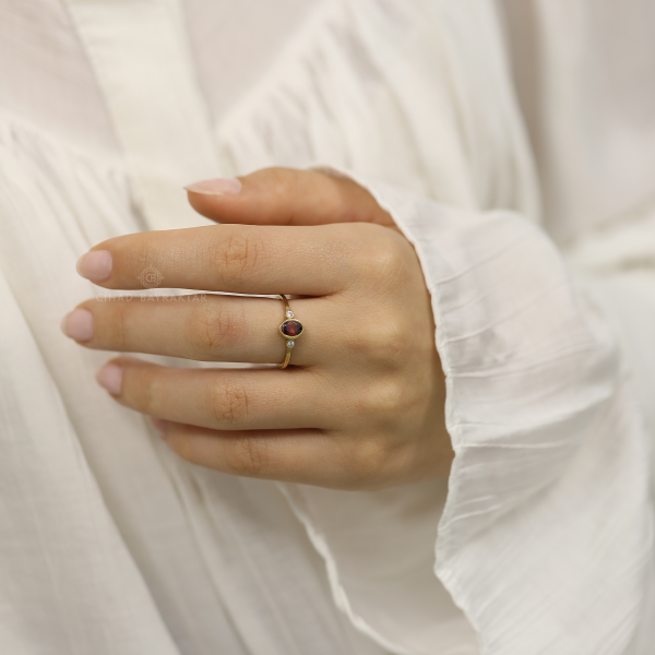 Bordo Taşlı Yüzük
