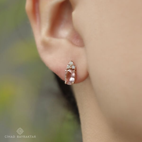 1,41 ct Morganite Pırlanta Küpe