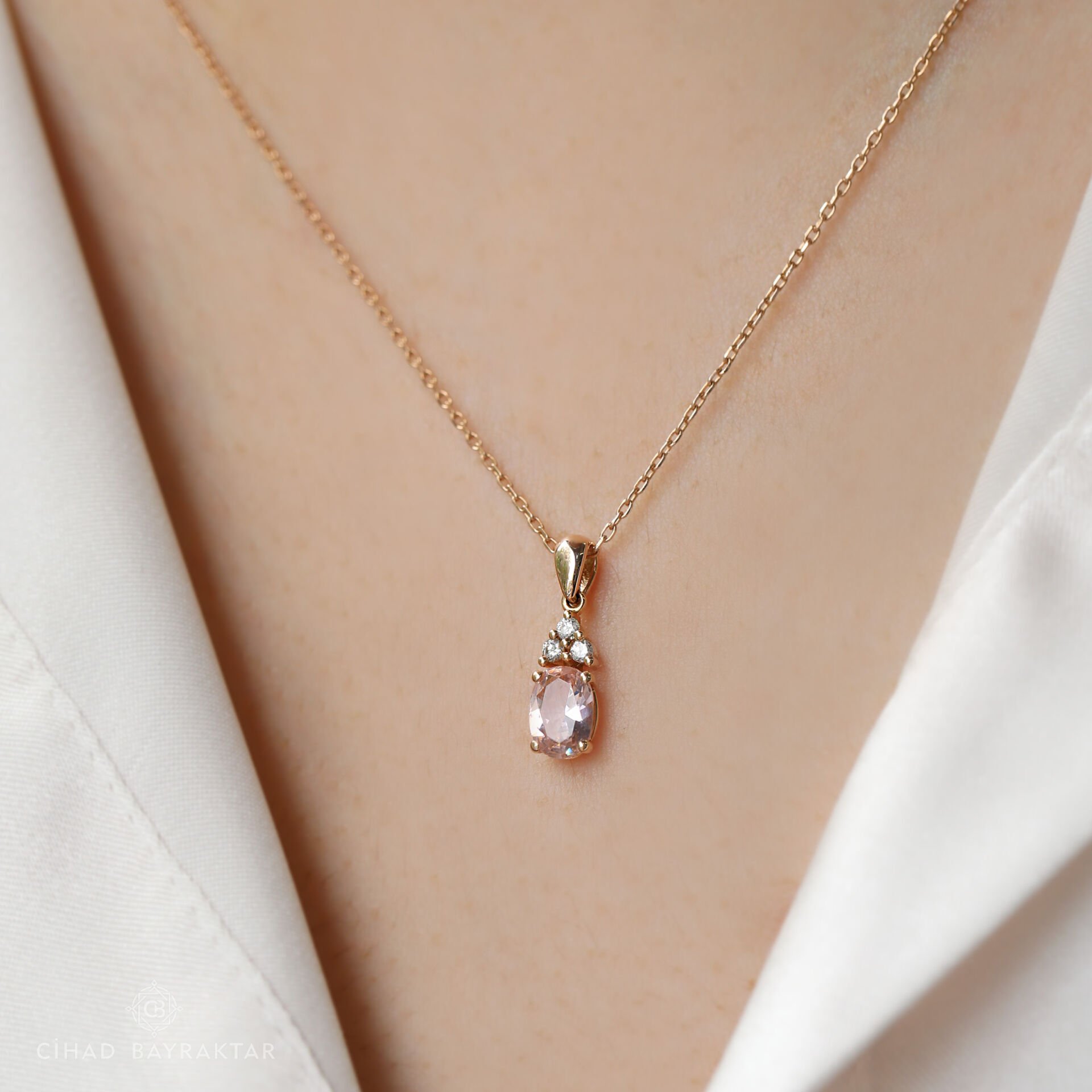 0,67 ct Morganite Pırlanta Kolye