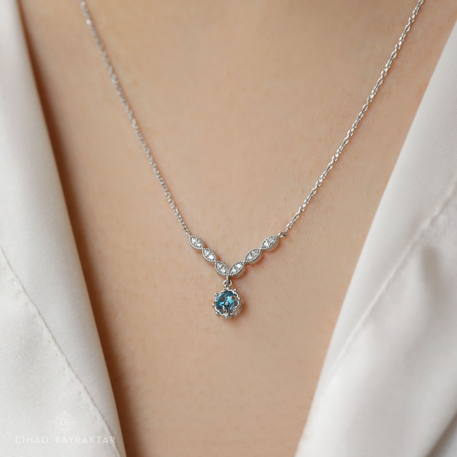0,33 ct Aquamarin Pırlanta Kolye