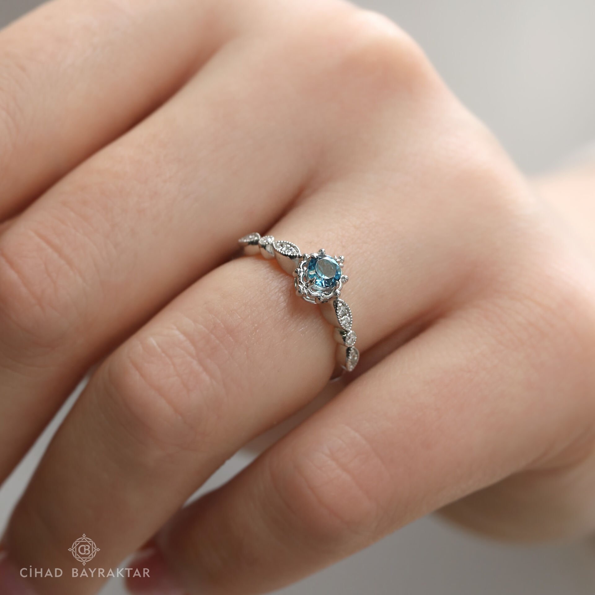 0,32 ct Aquamarin Pırlanta Yüzük