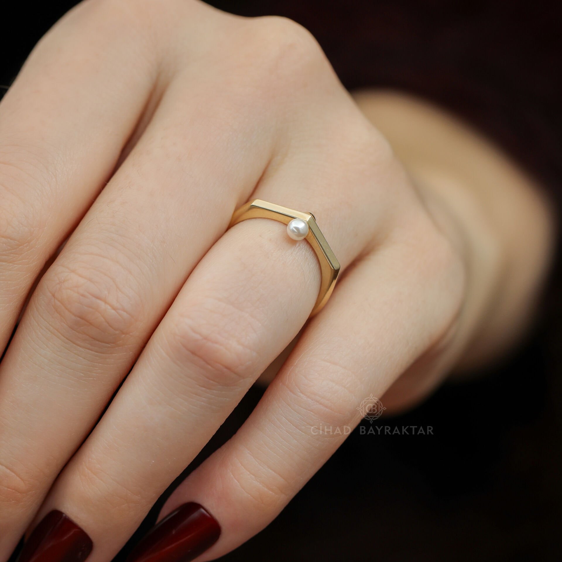 İnci Detay Altın Yüzük