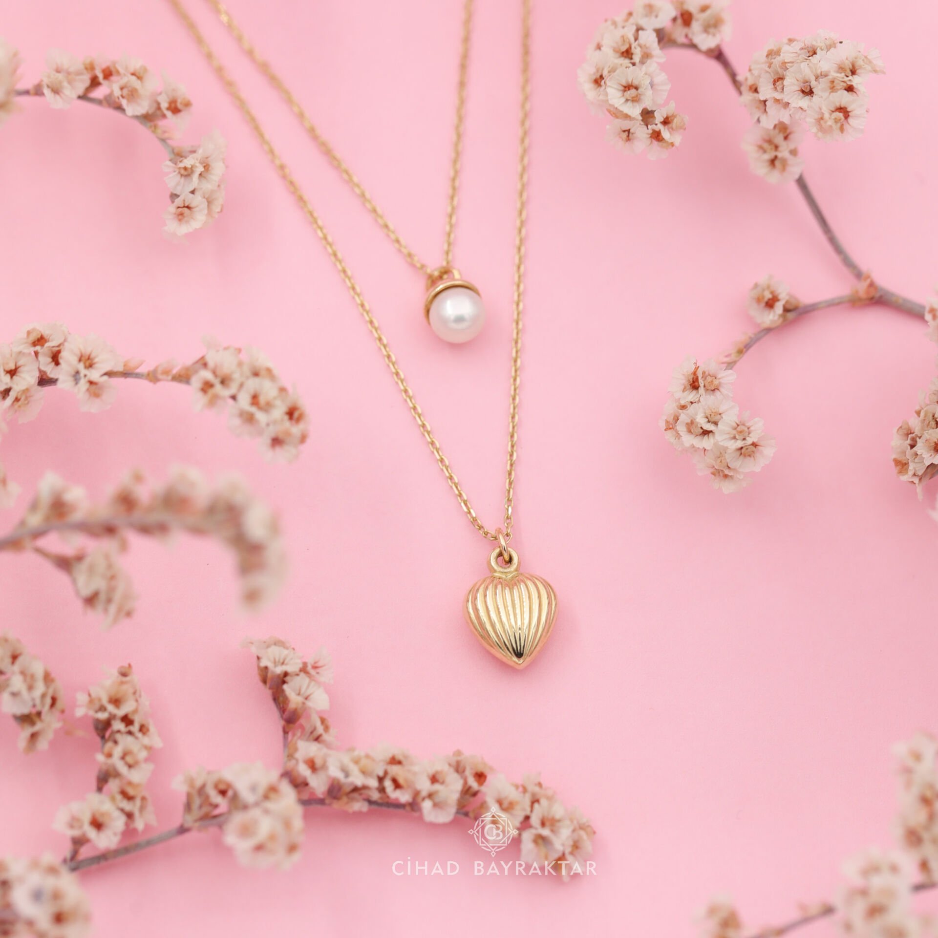İnci & Kalp Altın Kolye