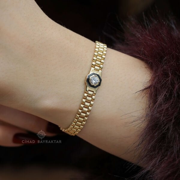 Ema Taşlı Altın Bileklik
