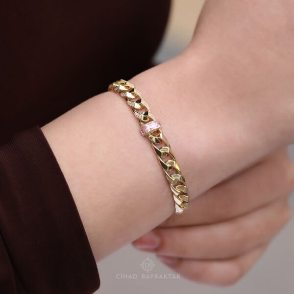 Ema Taşlı Altın Bileklik