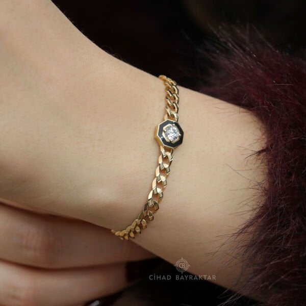 Ema Taşlı Altın Bileklik
