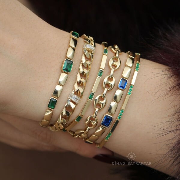 Yeşil Taşlı Altın Bileklik