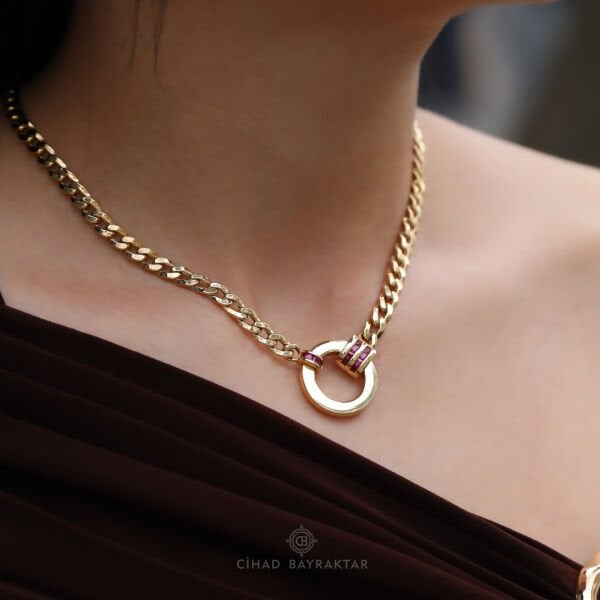 Cetaş Taşlı Altın Kolye