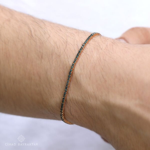 1.55 ct Mavi Pırlanta Erkek Bileklik