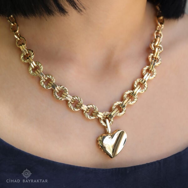 Cetaş Love&Heart Altın Kolye