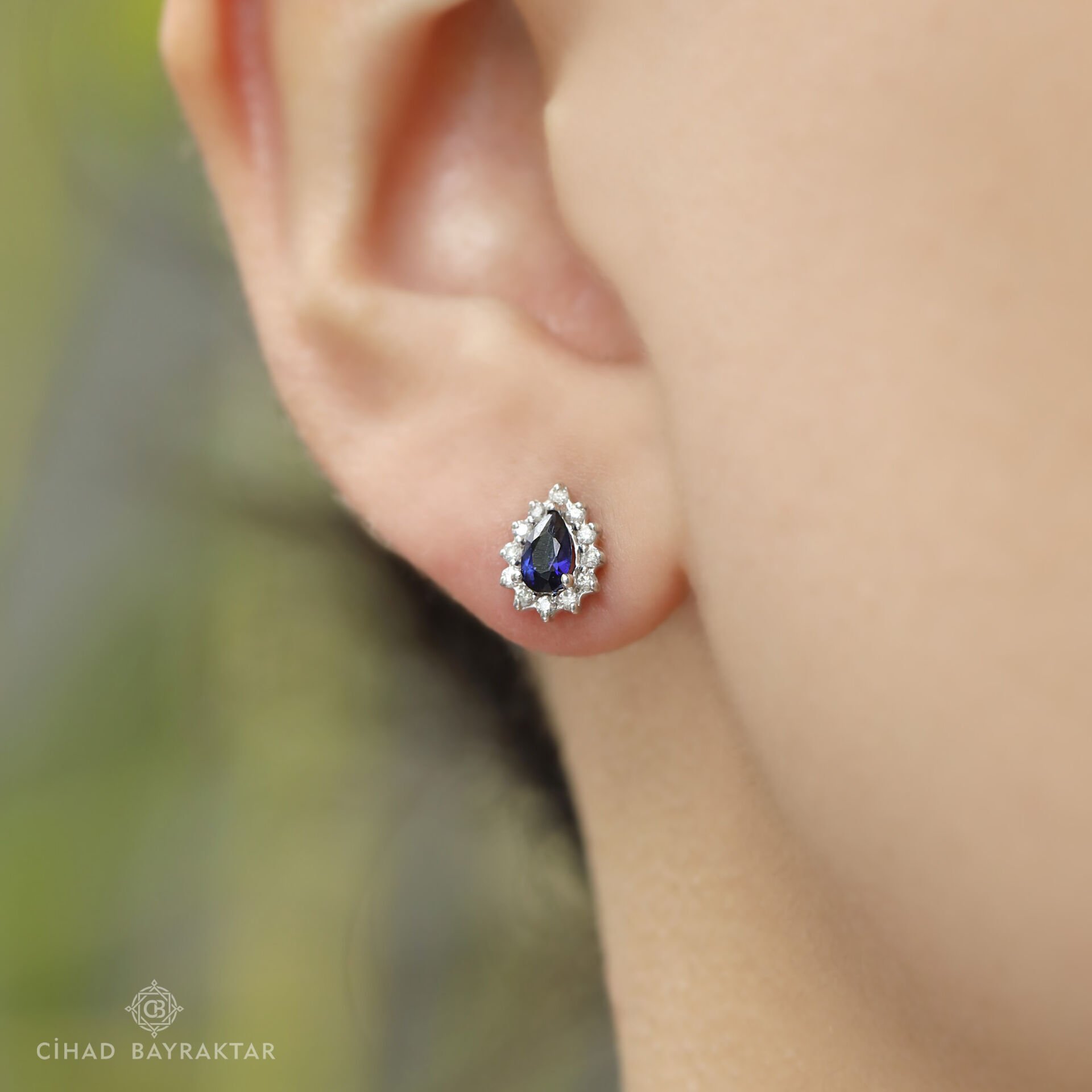 0,47 ct Safir Pırlanta Küpe