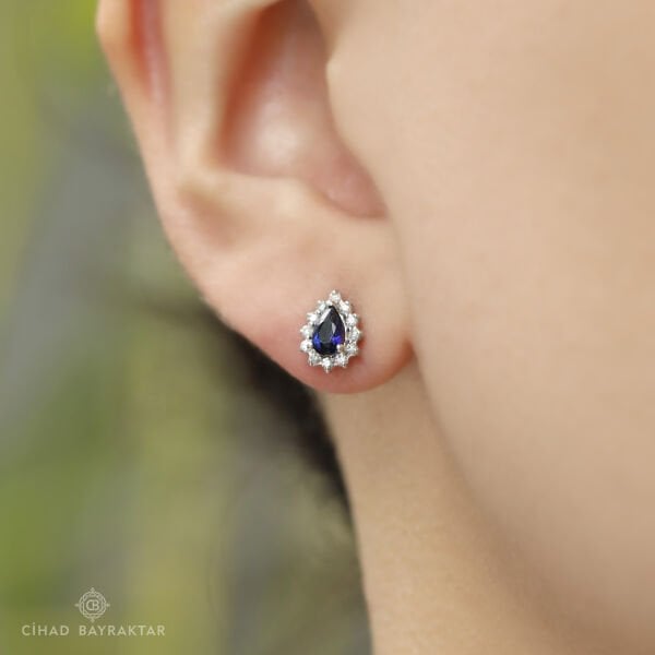 0,47 ct Safir Pırlanta Küpe