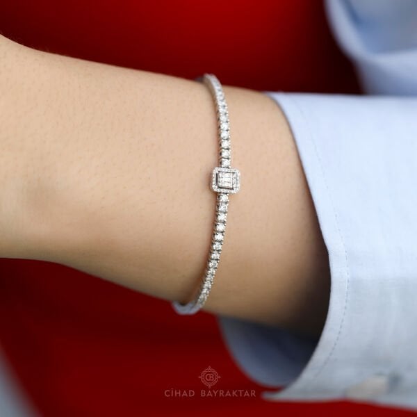 1,29 ct Baget Pırlanta Bileklik