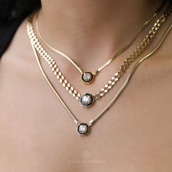 Taşlı Altın Set Kolyesi