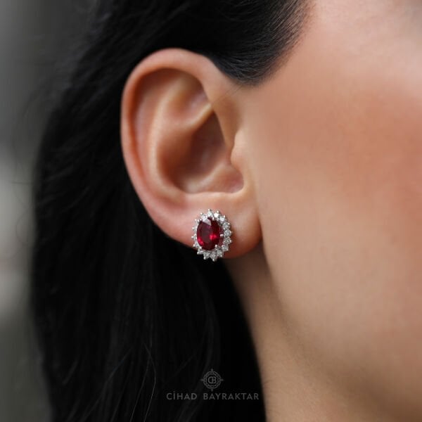 Yakut Pırlanta Küpe