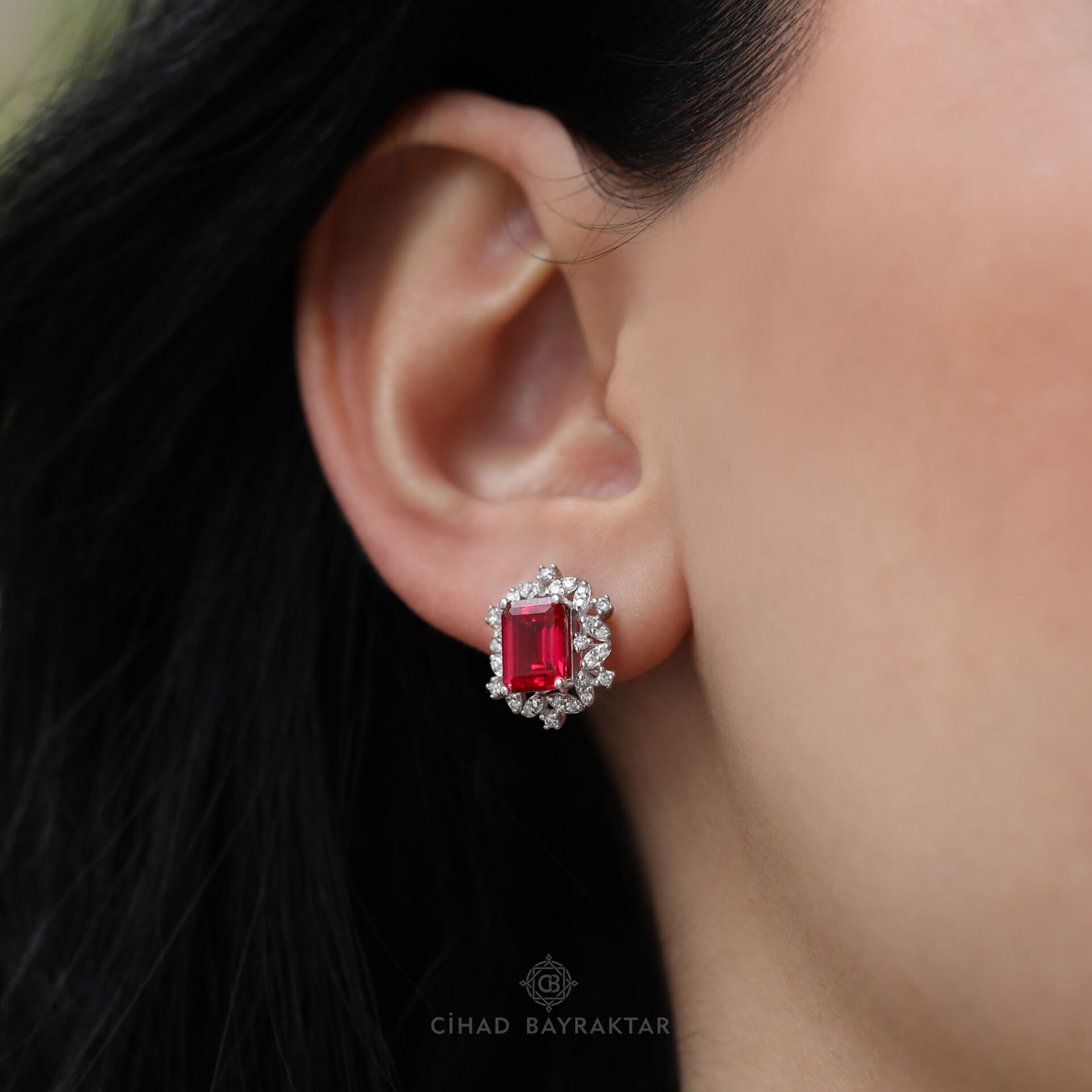 Yakut Pırlanta Küpe