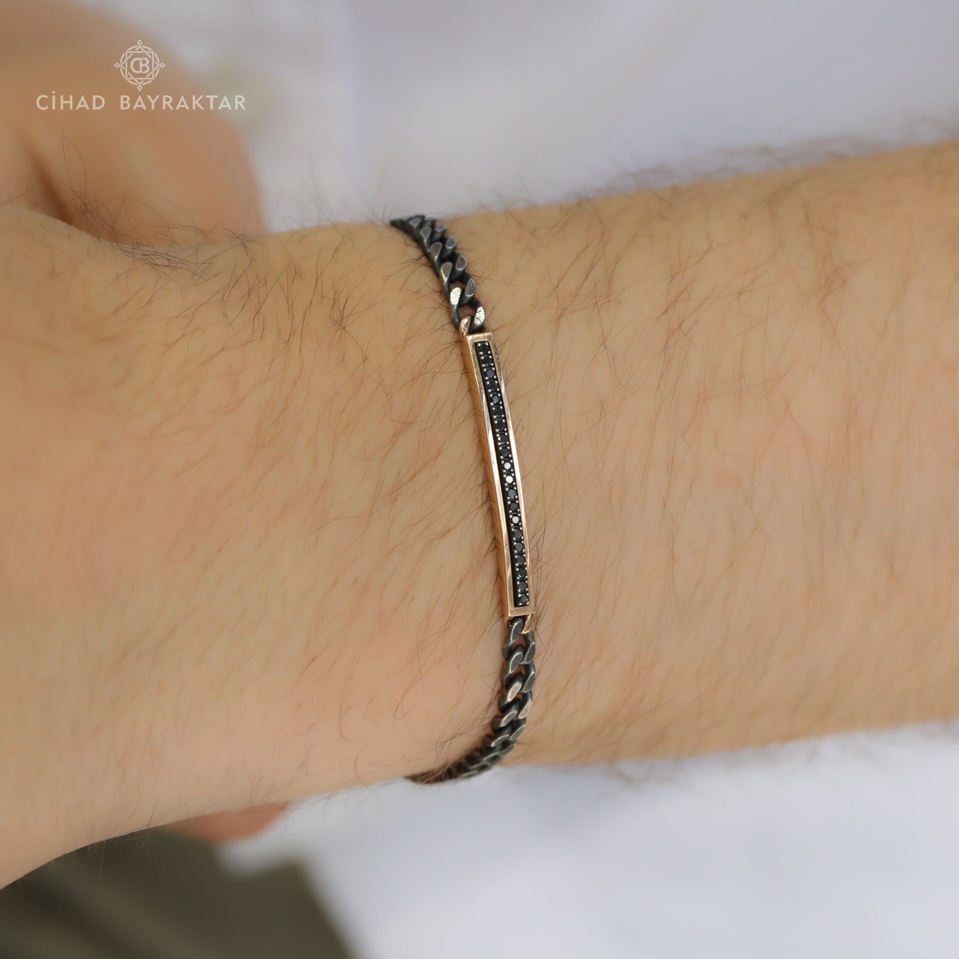 0,15 ct Siyah Pırlanta Erkek Bileklik
