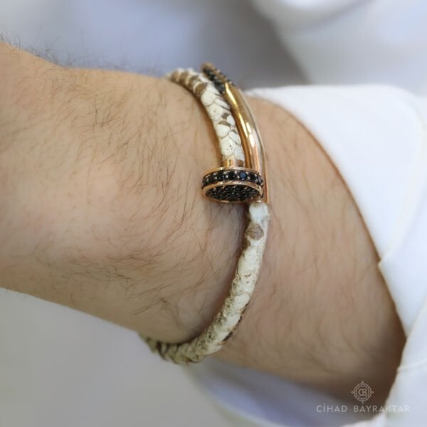 1,00 ct Siyah Pırlanta Erkek Bileklik