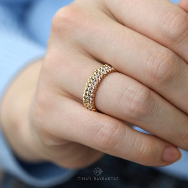 Dorika Renkli Altın Yüzük