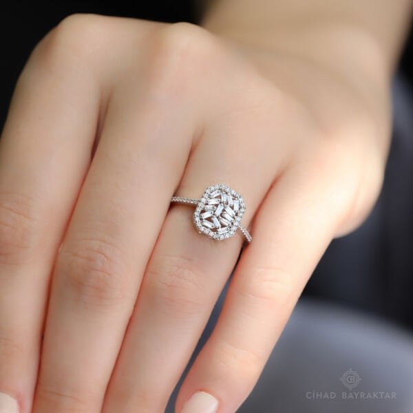 0,42 ct Pırlanta Baget Yüzük