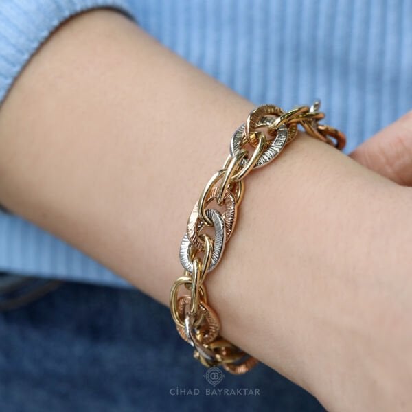 Renkli Hallow Altın Bileklik