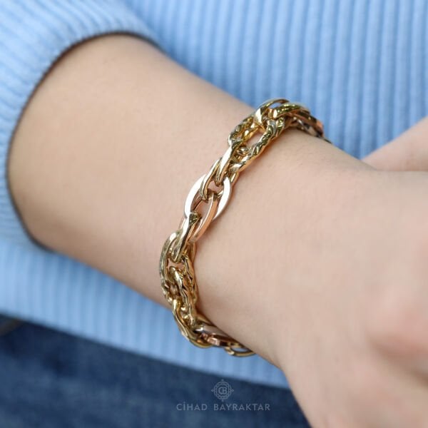 Renkli Hallow Altın Bileklik