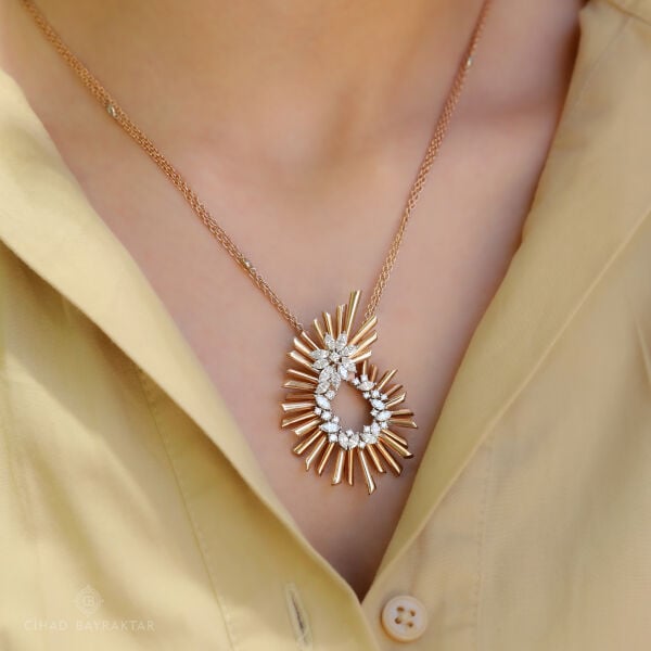 2.67 ct Pırlanta Tasarım Rose Kolye