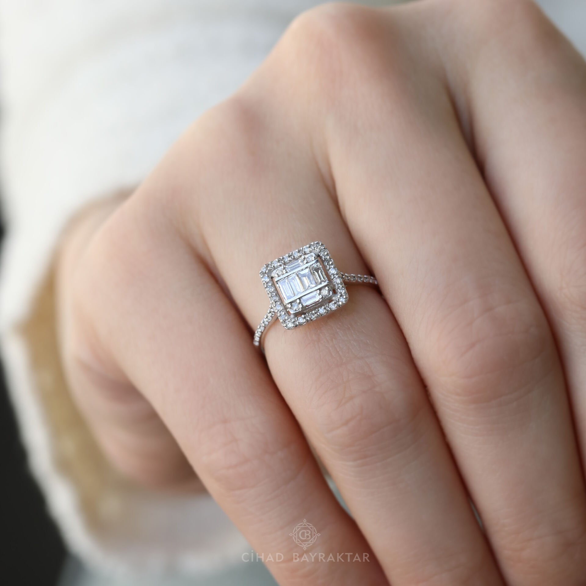 0,43 ct Pırlanta Baget Yüzük